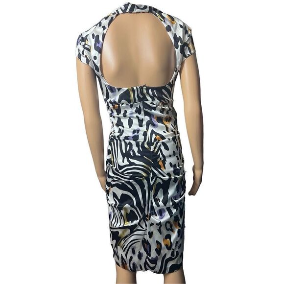 Cache Silk Cocktail Dress HP 🎉Backless Zebra Animal Print Size 6 NWT Y2K - Picture 7 of 10